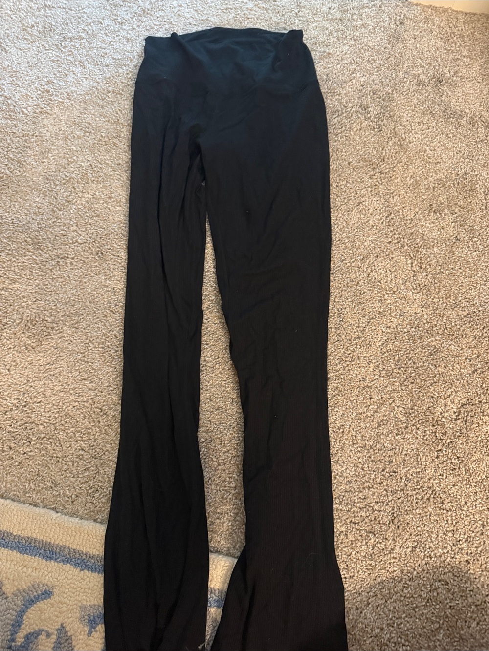 LULU LEMON Black Women's Ribbed Flare Pants